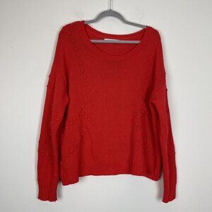 Stitches & Stripes Red Knit Textured Sweater W/ Lambswool Size Medium